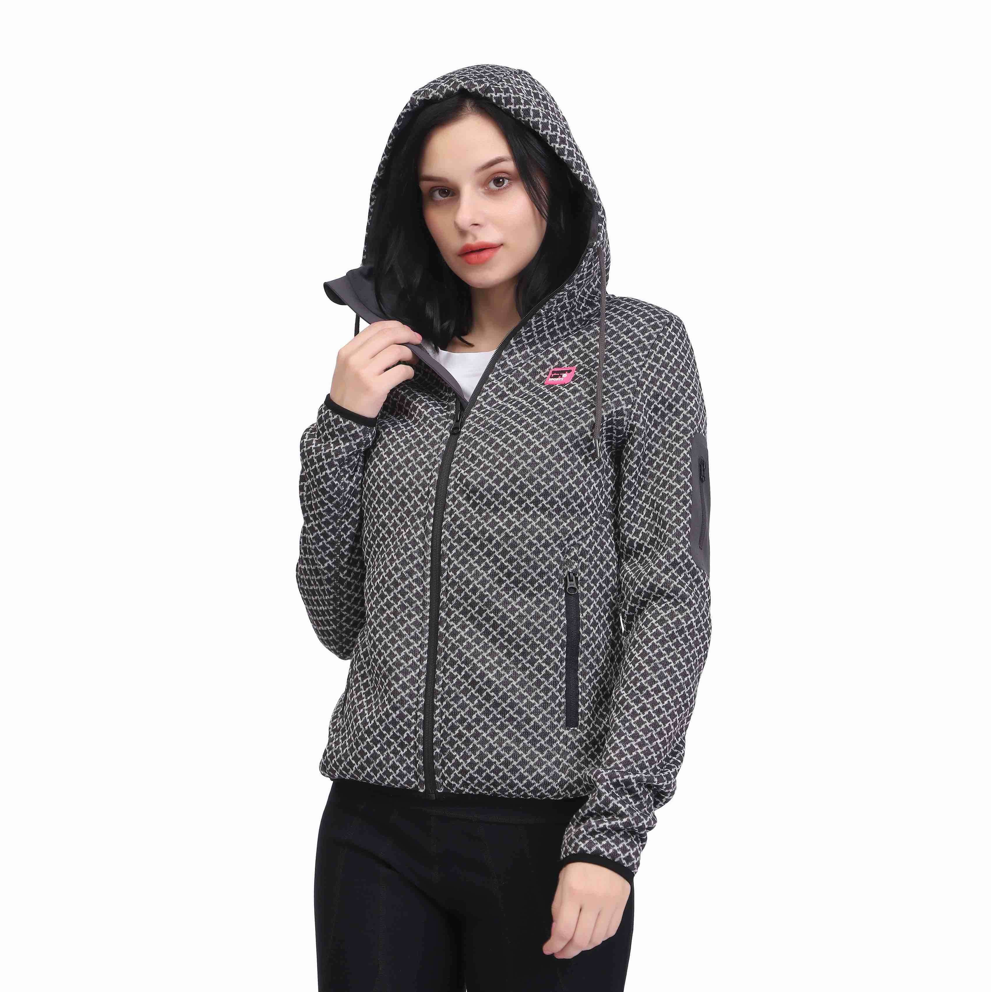 Women’s Allover Print Warm Fleece Zipper Hoodies Sweatshirt Jackets
