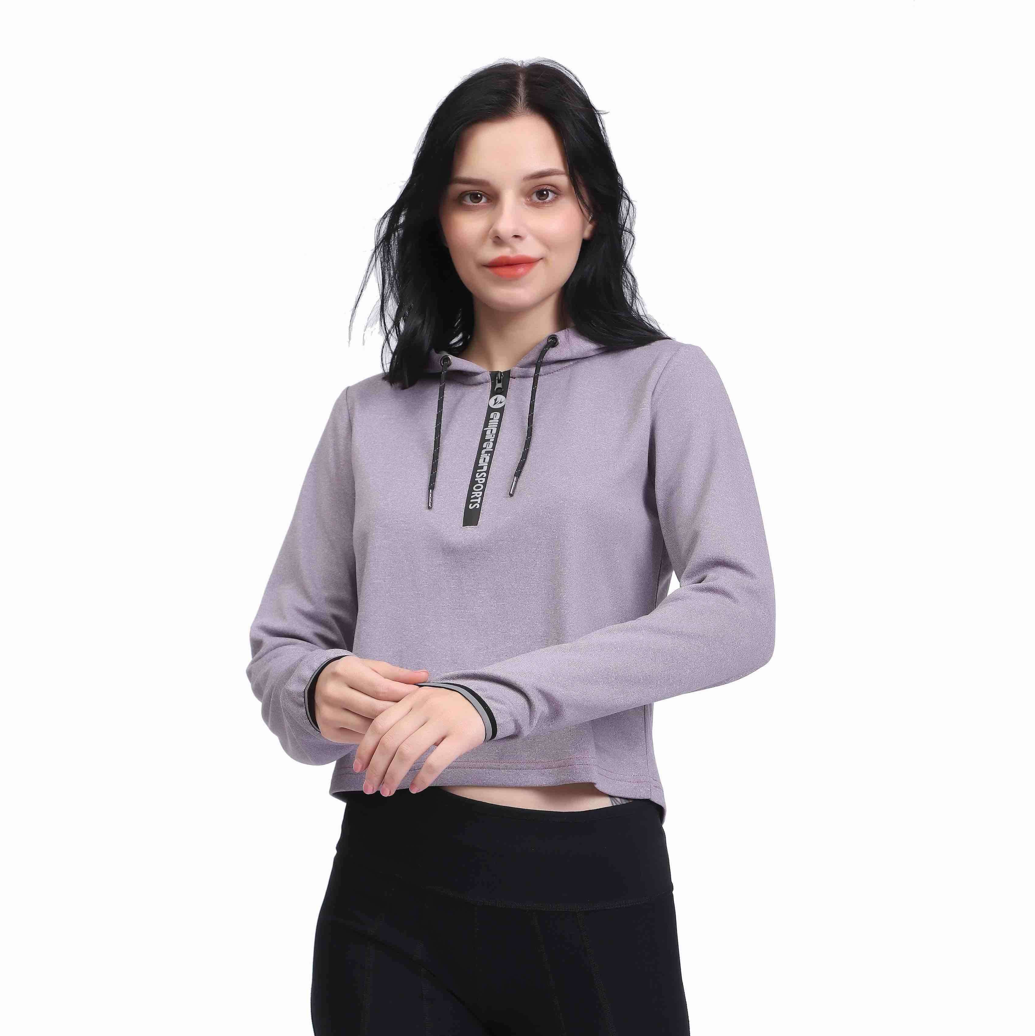 Women's Long Sleeve Workout Crop Top Sweatshirt Hoodies