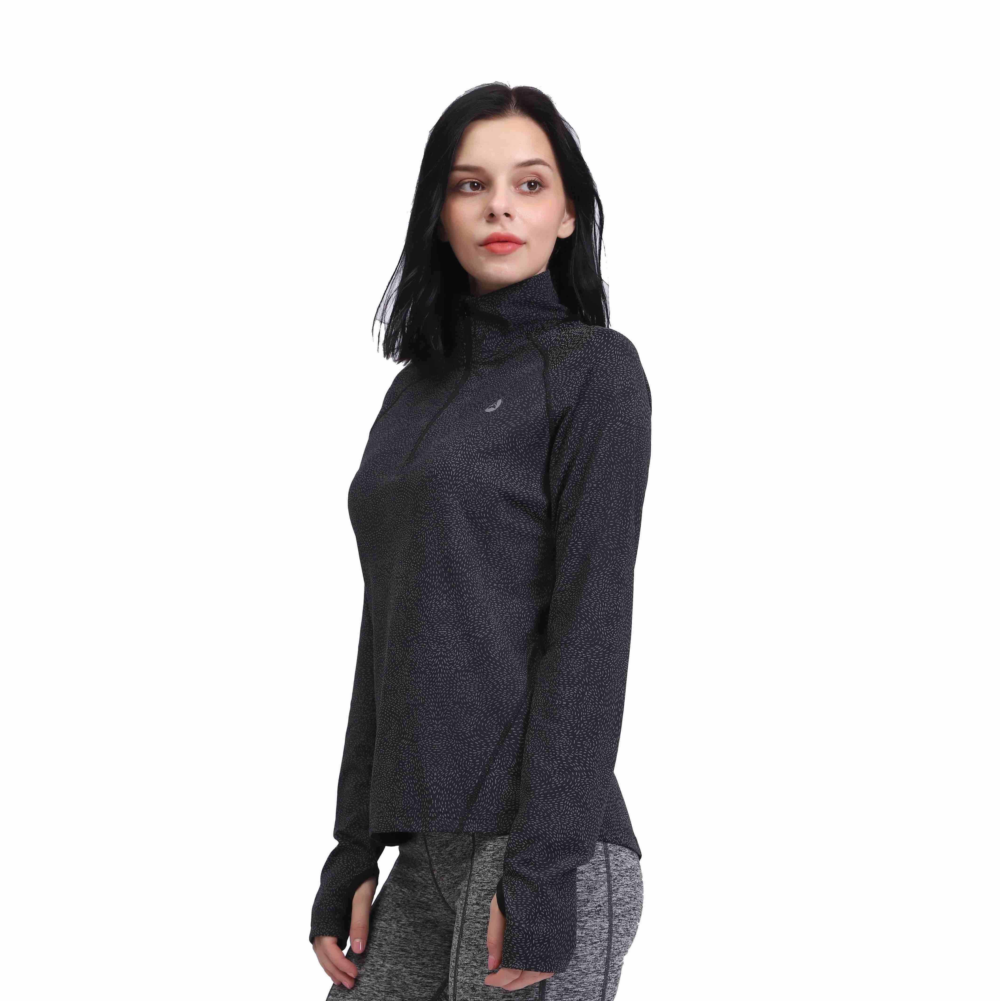 Women's Reflective Print Workout Half-Zip Long Sleeve Top