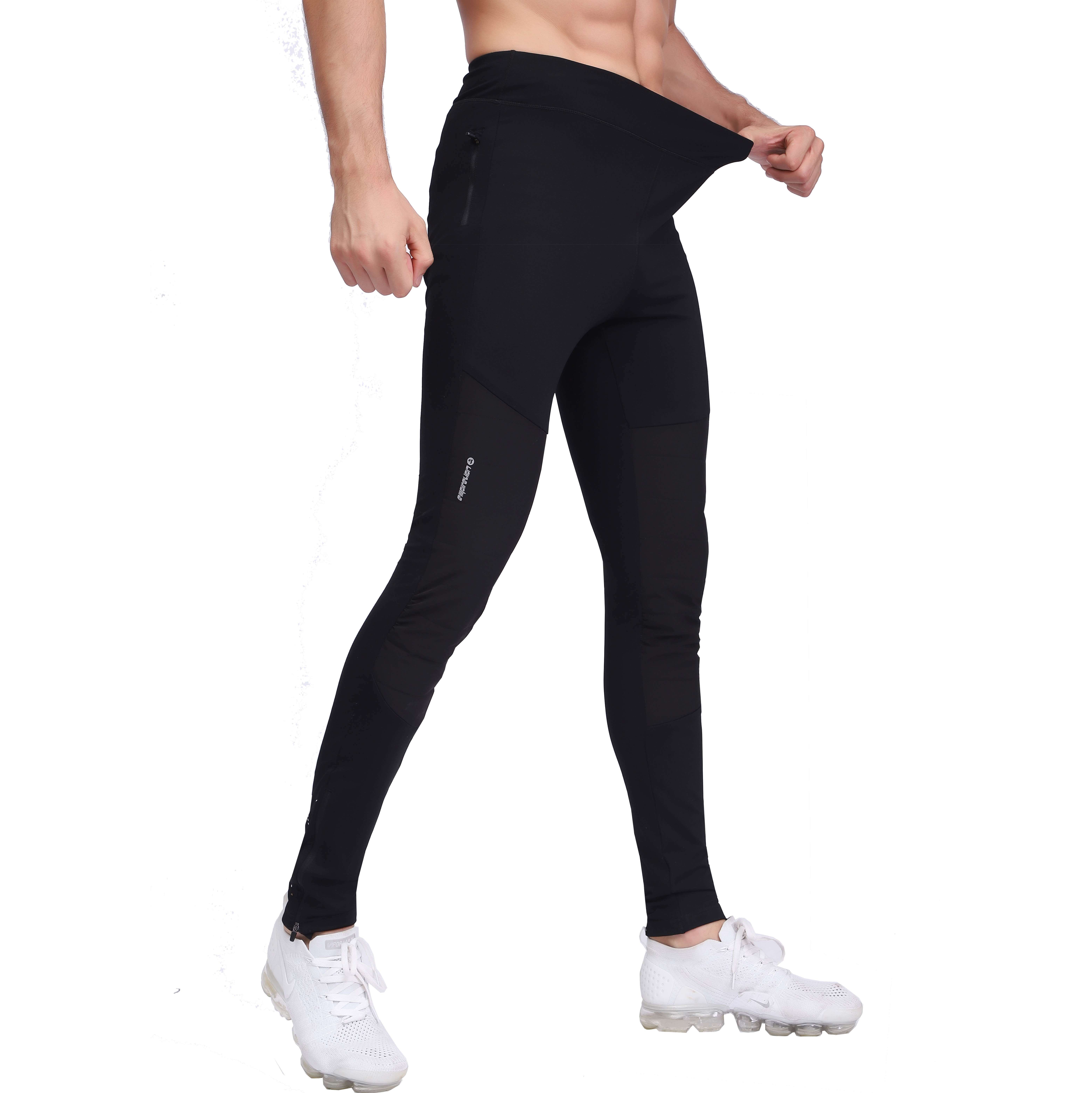 Men's High Waist Thermal Knee Padded Tight Leggings With Crotch Gusset