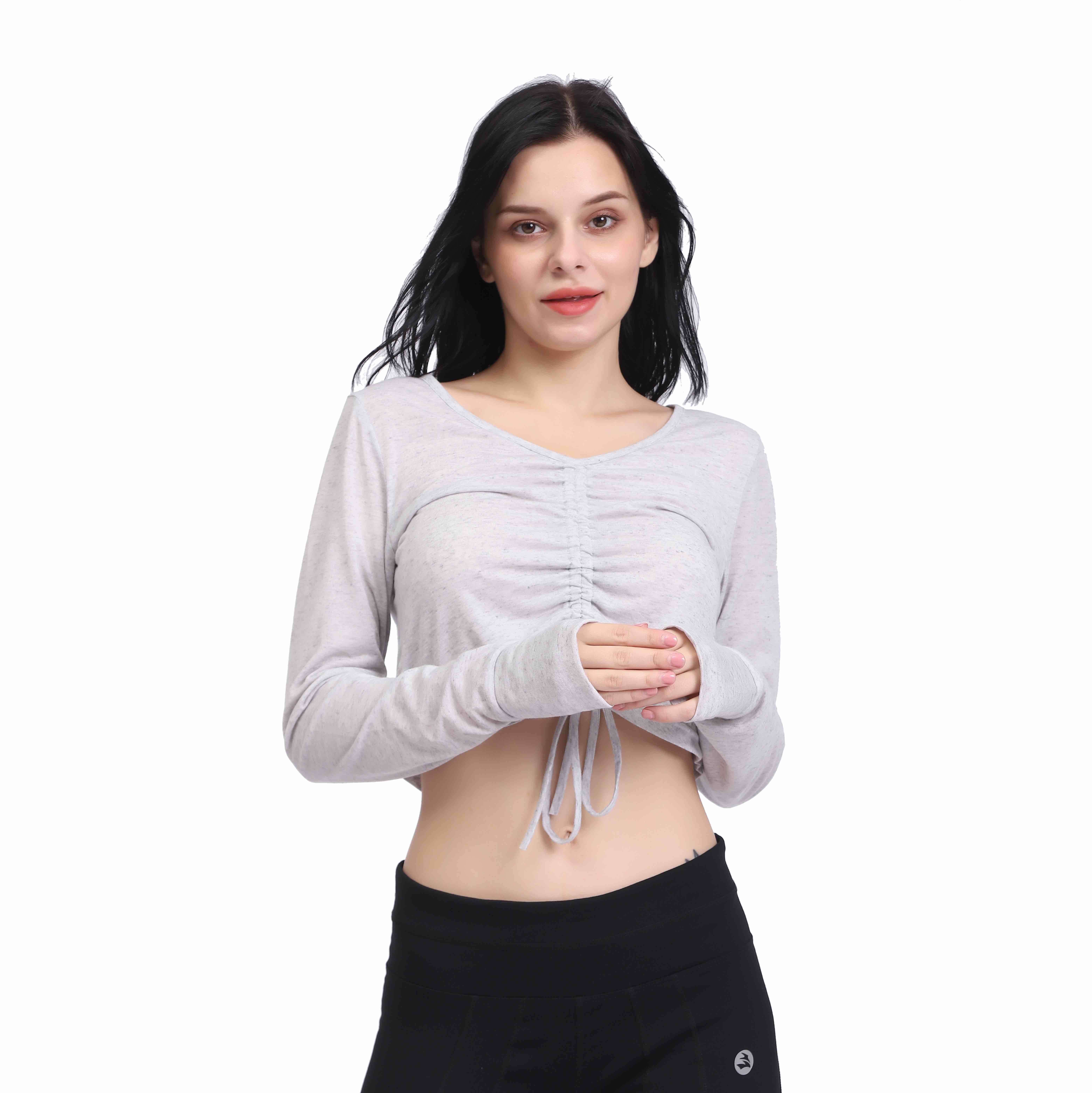 Women Slim Fit Zen Crop Long Sleeve Casual Top 
