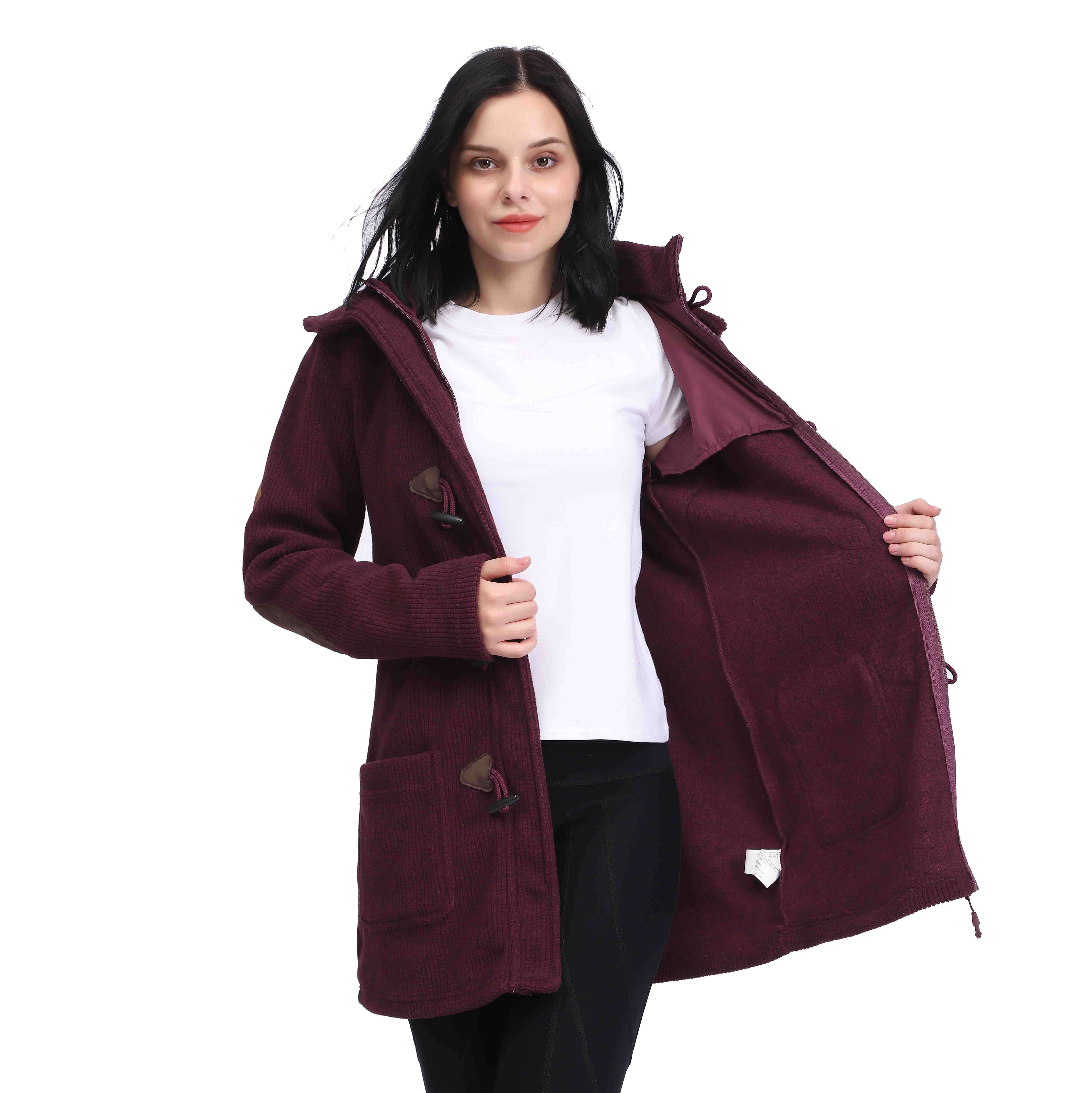 Women's Winter Cord Fleece Warm Cute Horn Button Coat Jacket