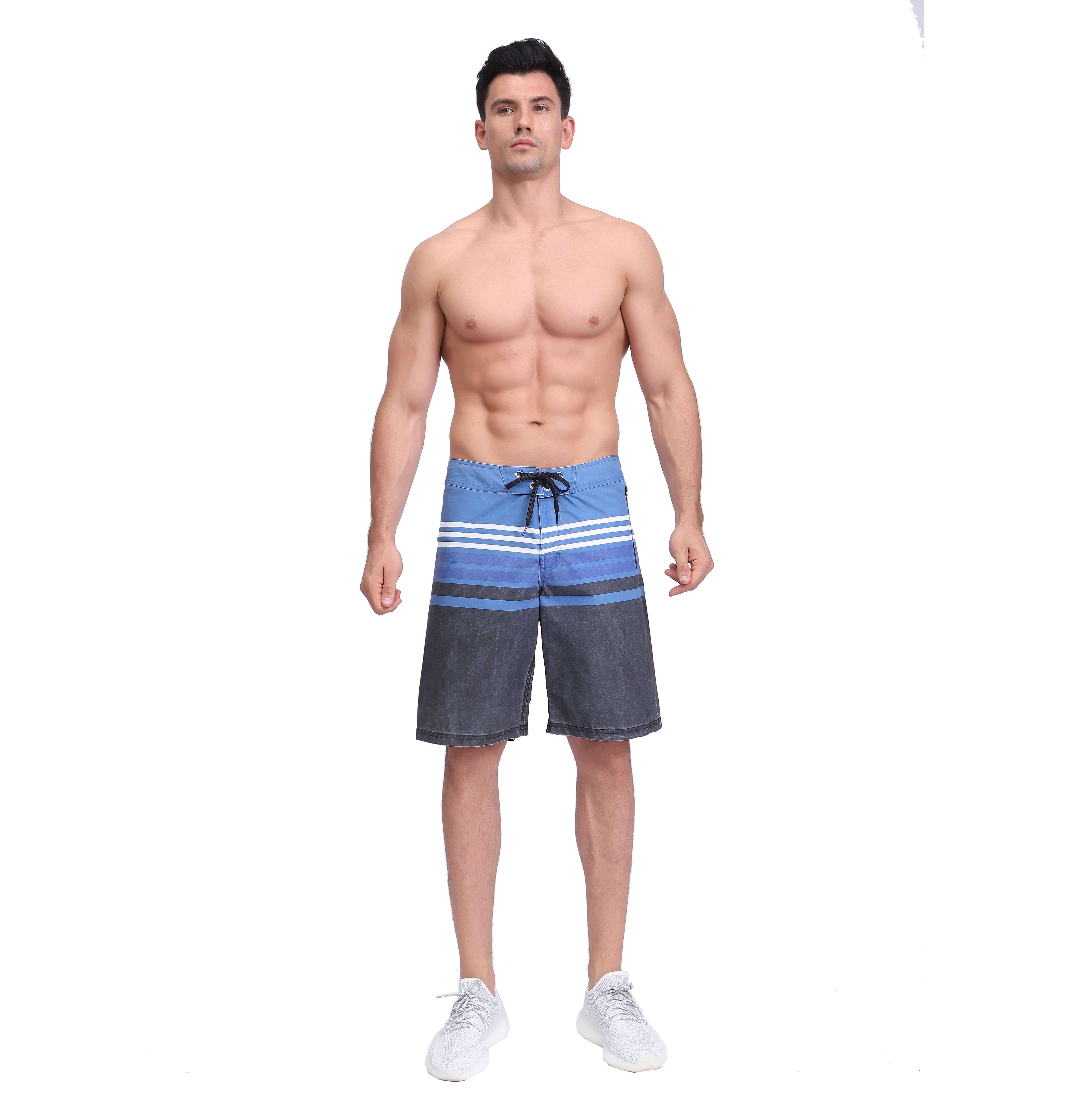 Men's Stripes Pigment Print Swimming Waterproof Board Shorts