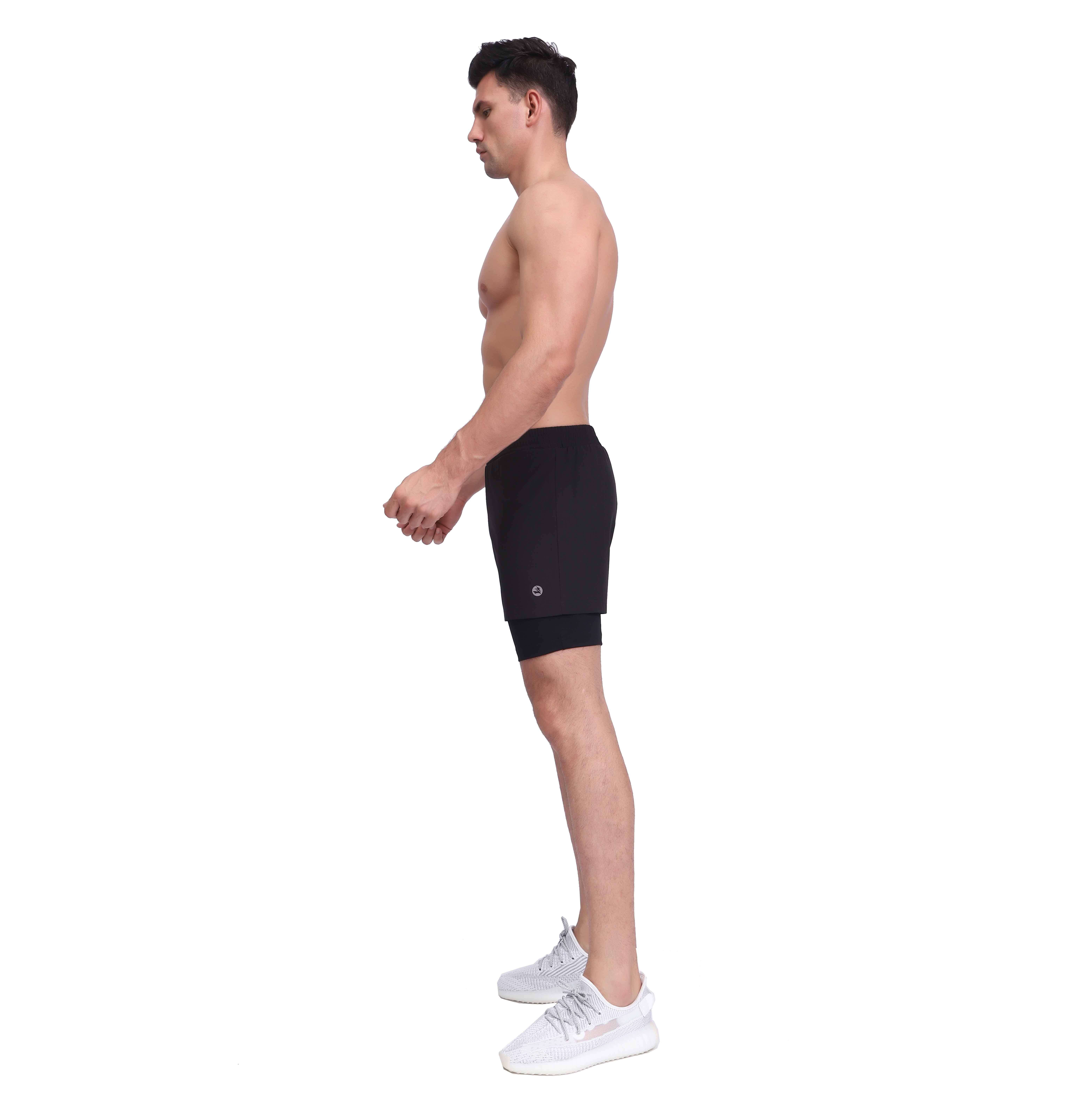 Men's 2-in-1 Workout Running Lightweight Gym Yoga Training Sport Shorts
