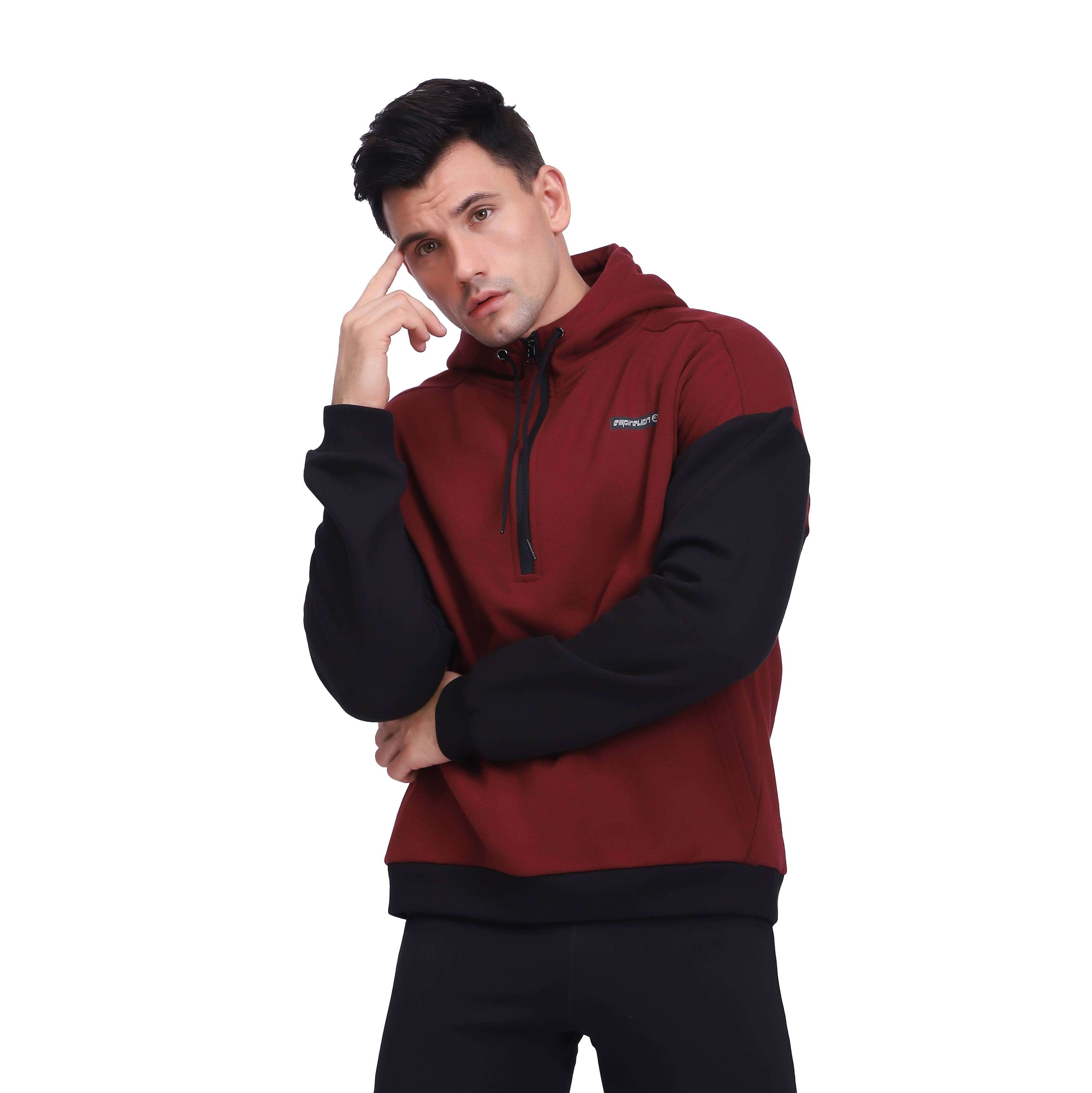 Men's Half Zipper Kangaroo Pocket Stylish Sports Sweatshirt Tops